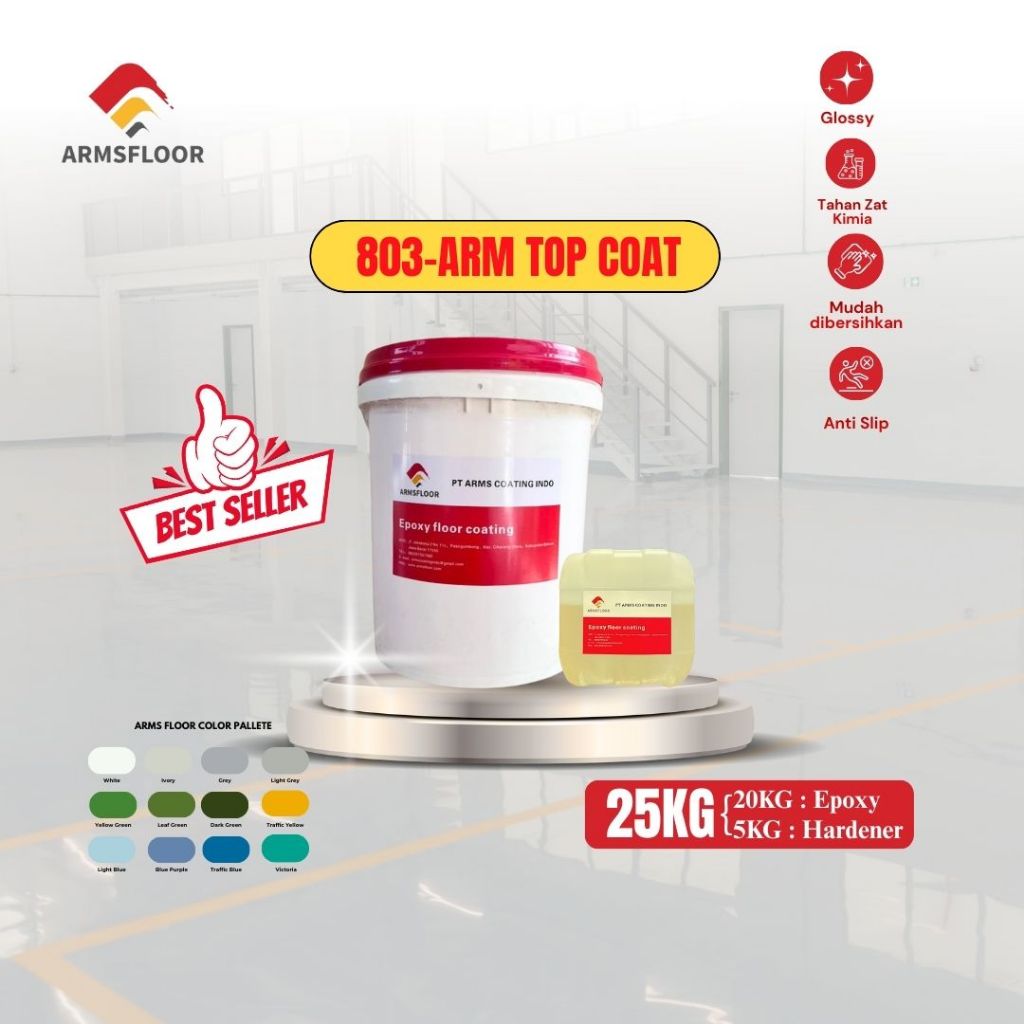 Cat Lantai Epoxy Top Coat 1 Set Lengkap (Top Coat + Hardener) | Industrial, Gudang, Pabrik, Rumah