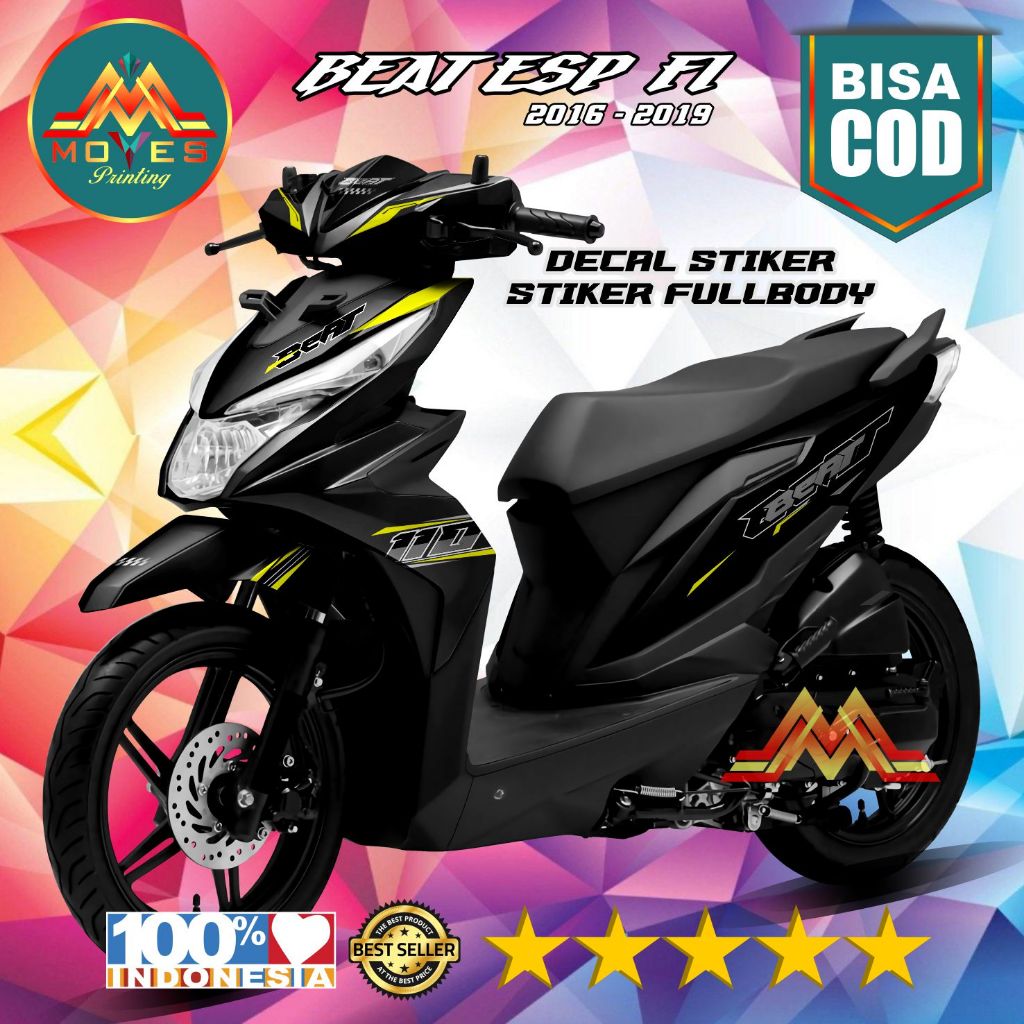 Decal stiker Beat Esp fi full body Hitam racing stiker motor beat 2016-2019 full body