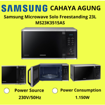 Samsung Microwave Solo Freestanding 23L MS23K3515AS / MS-23K3515AS