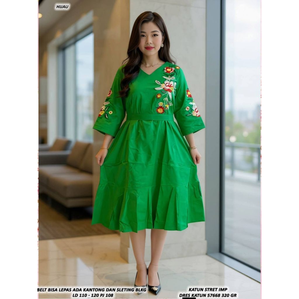 Dress Katun Stretch Premium bordir jumbo