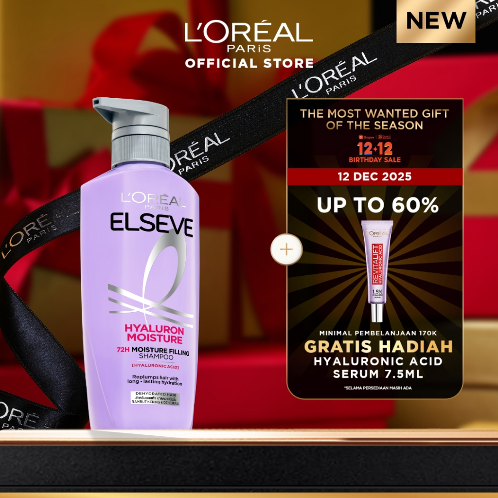 BARU L’Oreal Paris Elseve Hyaluron Moisture Shampoo 400ml (Perawatan Untuk Rambut Kering Dengan Hyal