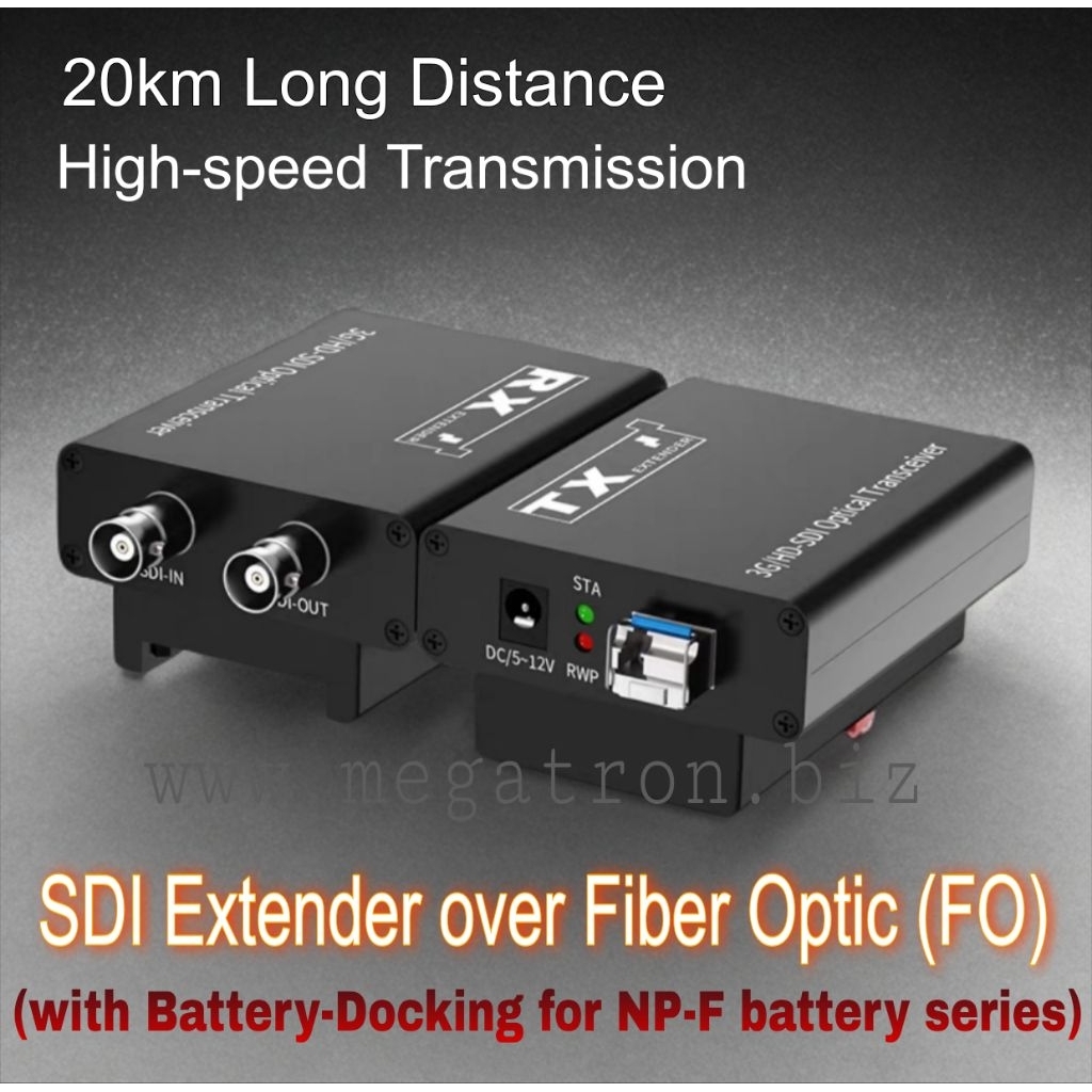 SDI Extender via Fiber Optic (FO) with Battery Docking - Up to 20km