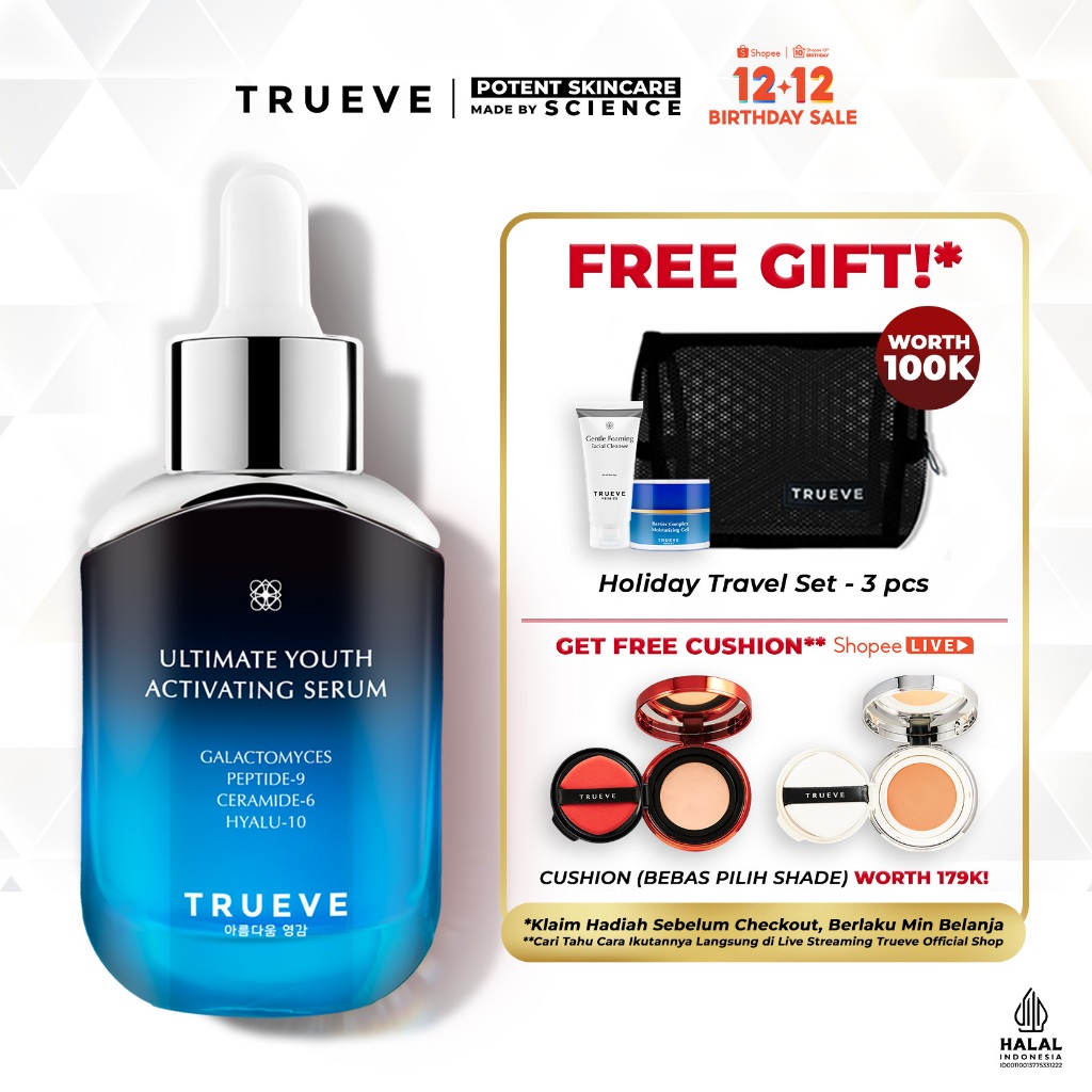 TRUEVE Ultimate Youth of Activating Serum - Anti Aging, Serum Pelembab, Bantu Samarkan Kerutan Melem