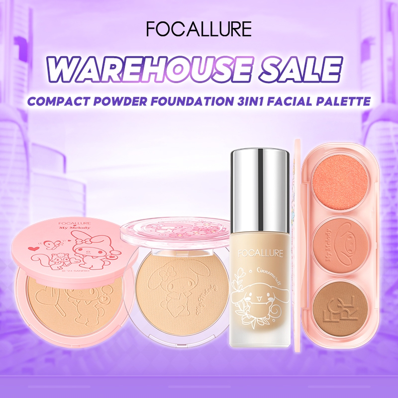 [Clearance sale] FOCALLURE x Sanrio Compact Powder Foundation 3IN1 Facial Palette