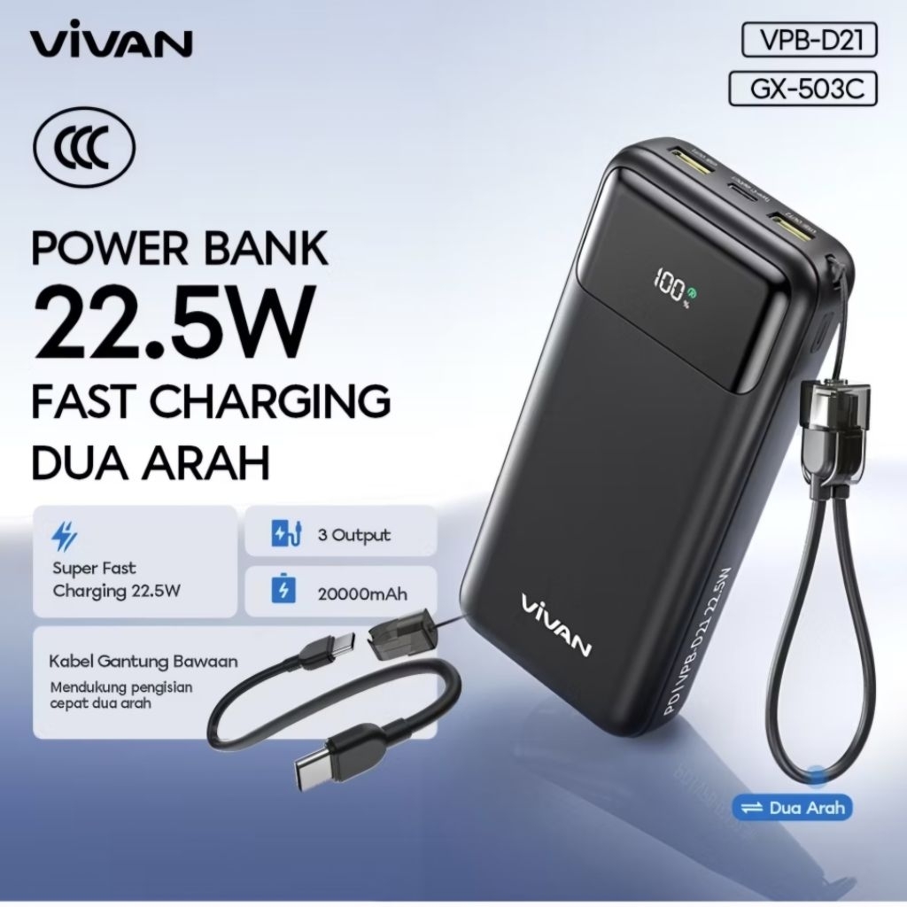 sertifikat ccc powerbank vivan 20000mah vpb-d21 / powerbank ccc vivan 20000mah vpb d21 / powerbank v