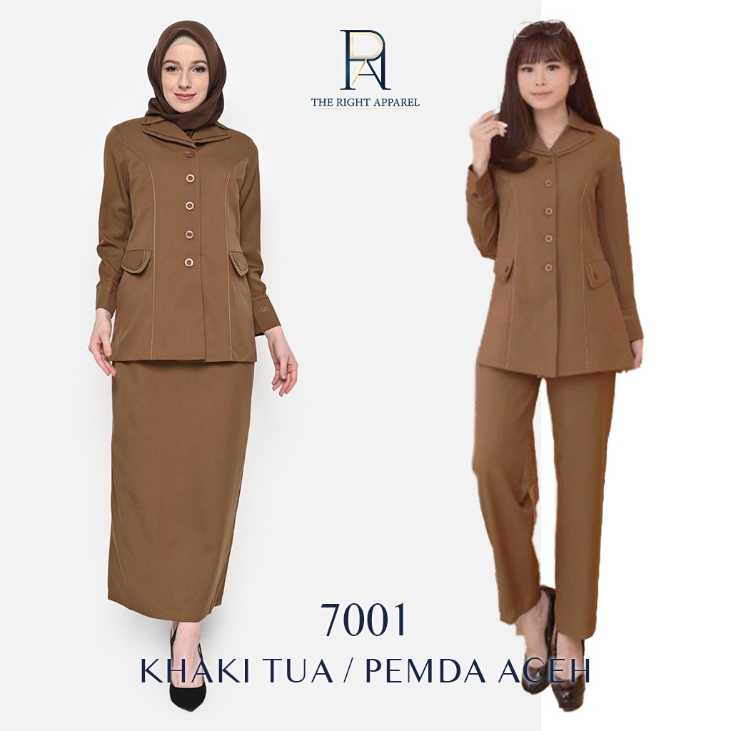 Blazer Seragam Wanita PNS ASN PDH Guru Kerah Jas Lipat Lengan Panjang dengan 2 Kantong dan Detail Li