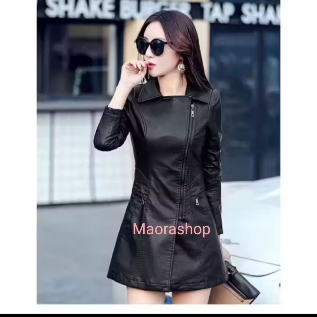 Jaket Wanita Semi Kulit/Jaket Wanita Semi Jubah/Jaket Wanita kekinian terbaru
