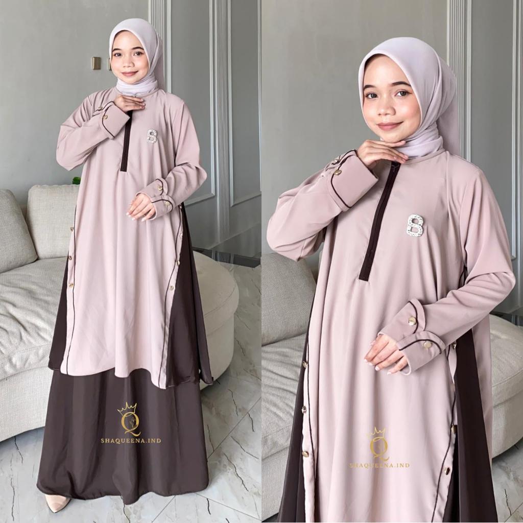 Zafira Set Rok Anti Uv Premium Setelan Rok Syar’i Exclusive Kancing Mewah Atasan Rok Busui Friendly 