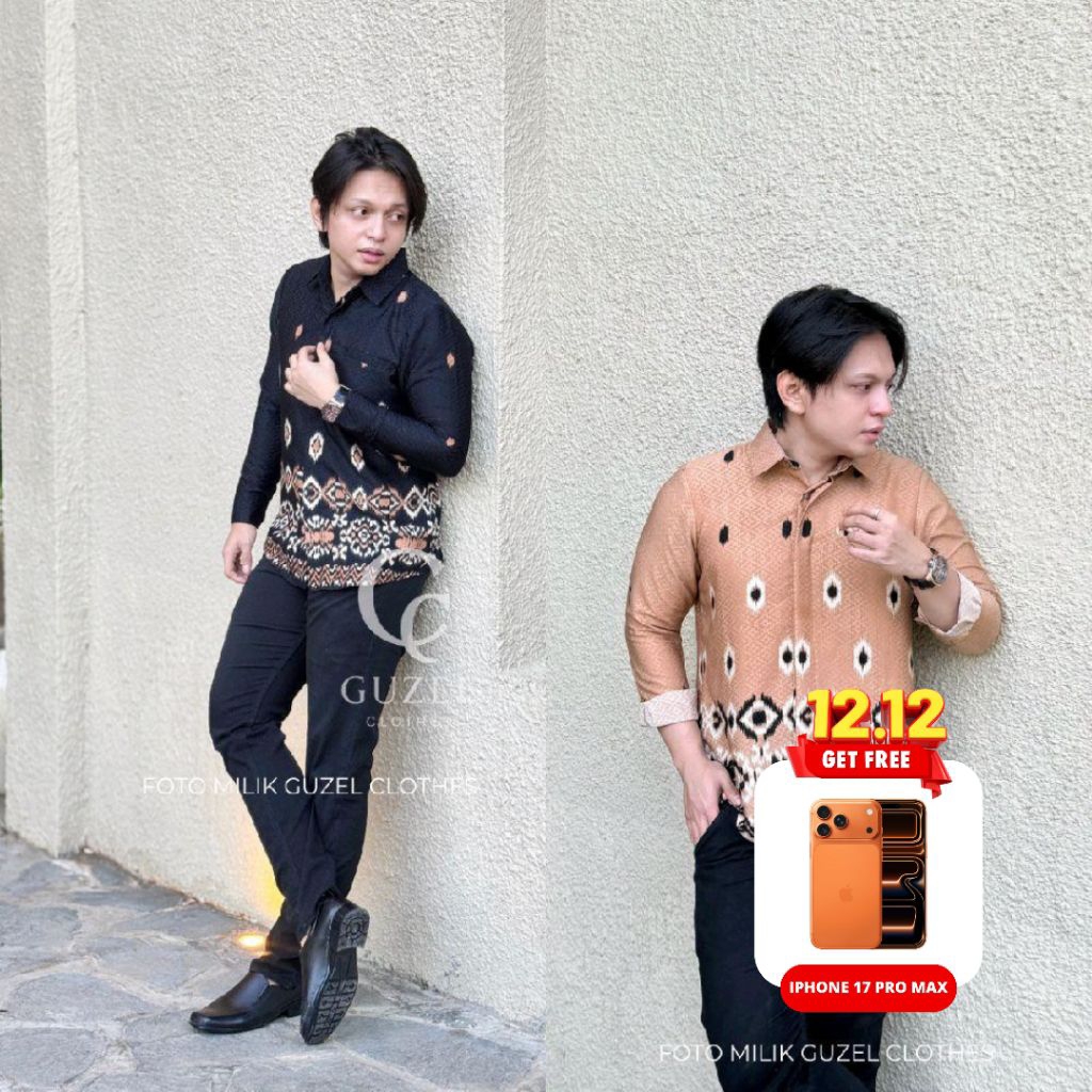 Azara Kemeja Batik Pria Modern by Guzel Clothes Motif Tenun Premium Slimfit Kondangan Outfit Formal