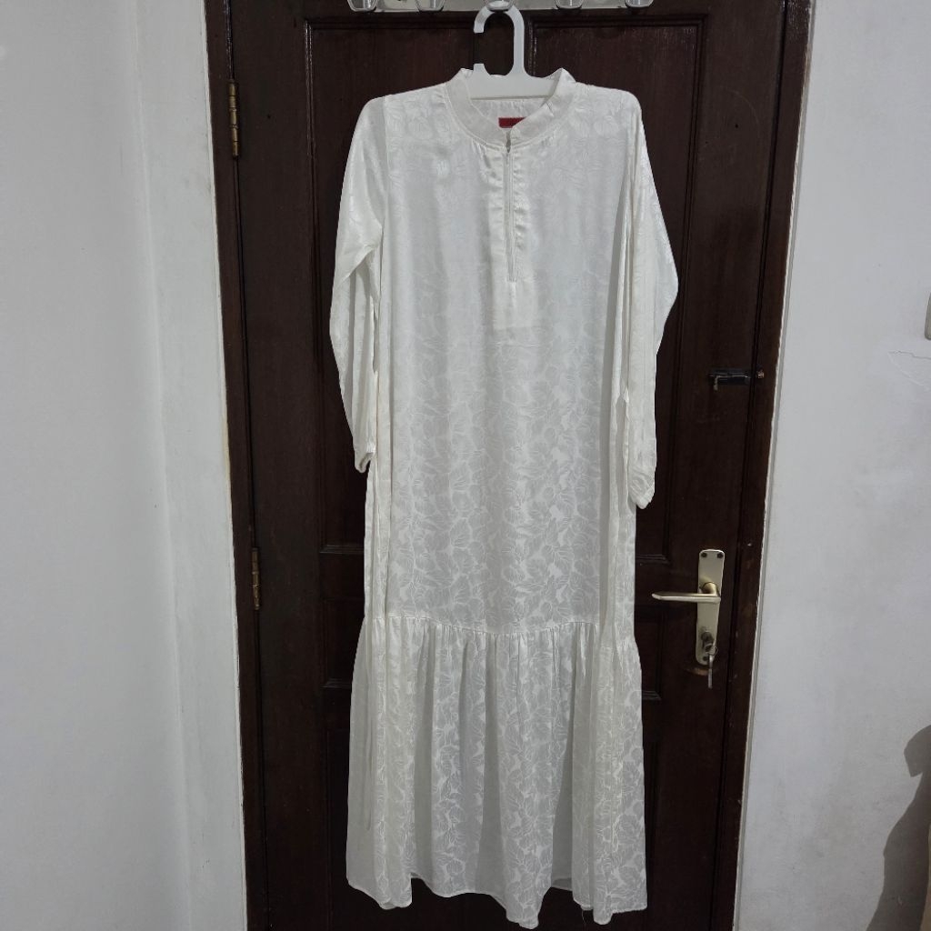 preloved gamis dress white putih size L busui baju umroh syari
