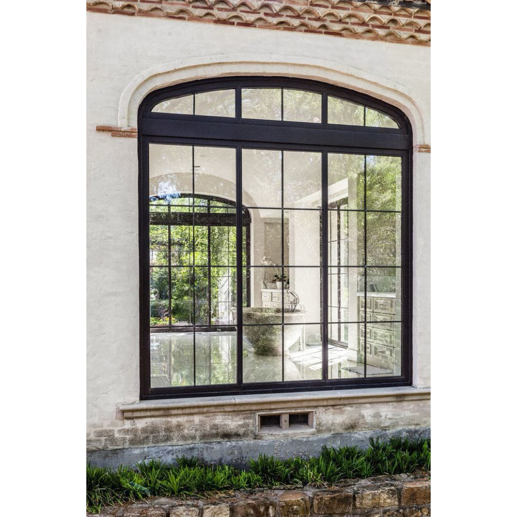 Jendela lengkung aluminium Alexindo 3in dan kaca 5mm motif ornamen