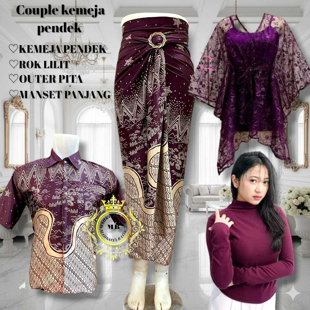 baju couple kemeja batik pria dan rok lilit wanita kemeja kondangan couple