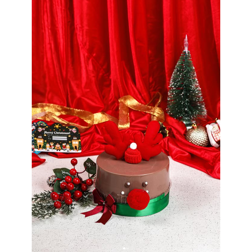 Puding Rudolf Christmas – Puding Cokelat Hias Natal Premium