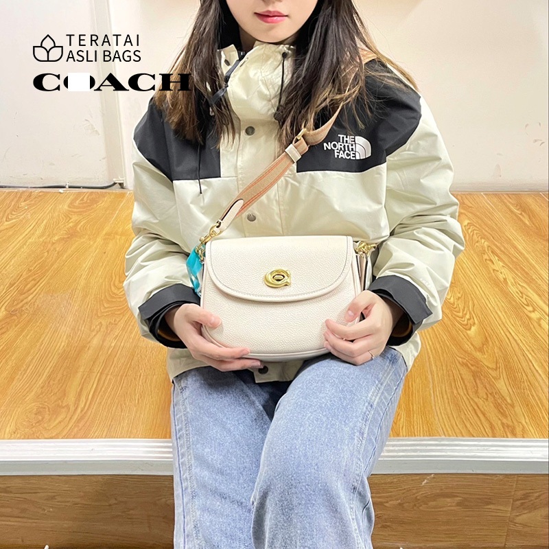 Tas Selempang Wanita Tas Branded Motif Klasik Warna Contrast Tas Saddle Tali Lebar Kualitas Premium 