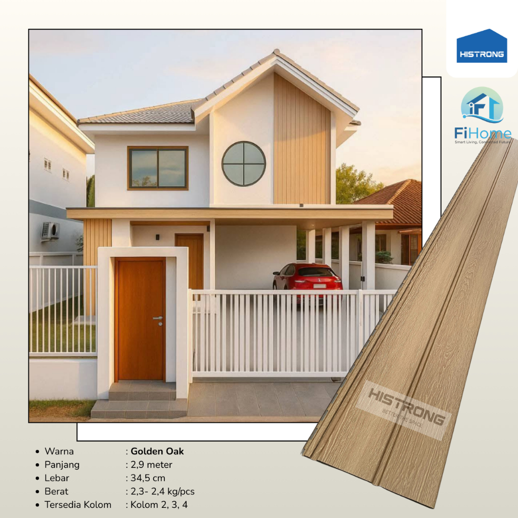 uPVC Soffit Panel By Histrong PVC Plafon Dinding  Indoor Outdoor Plafond Wall Panel Golden Oak