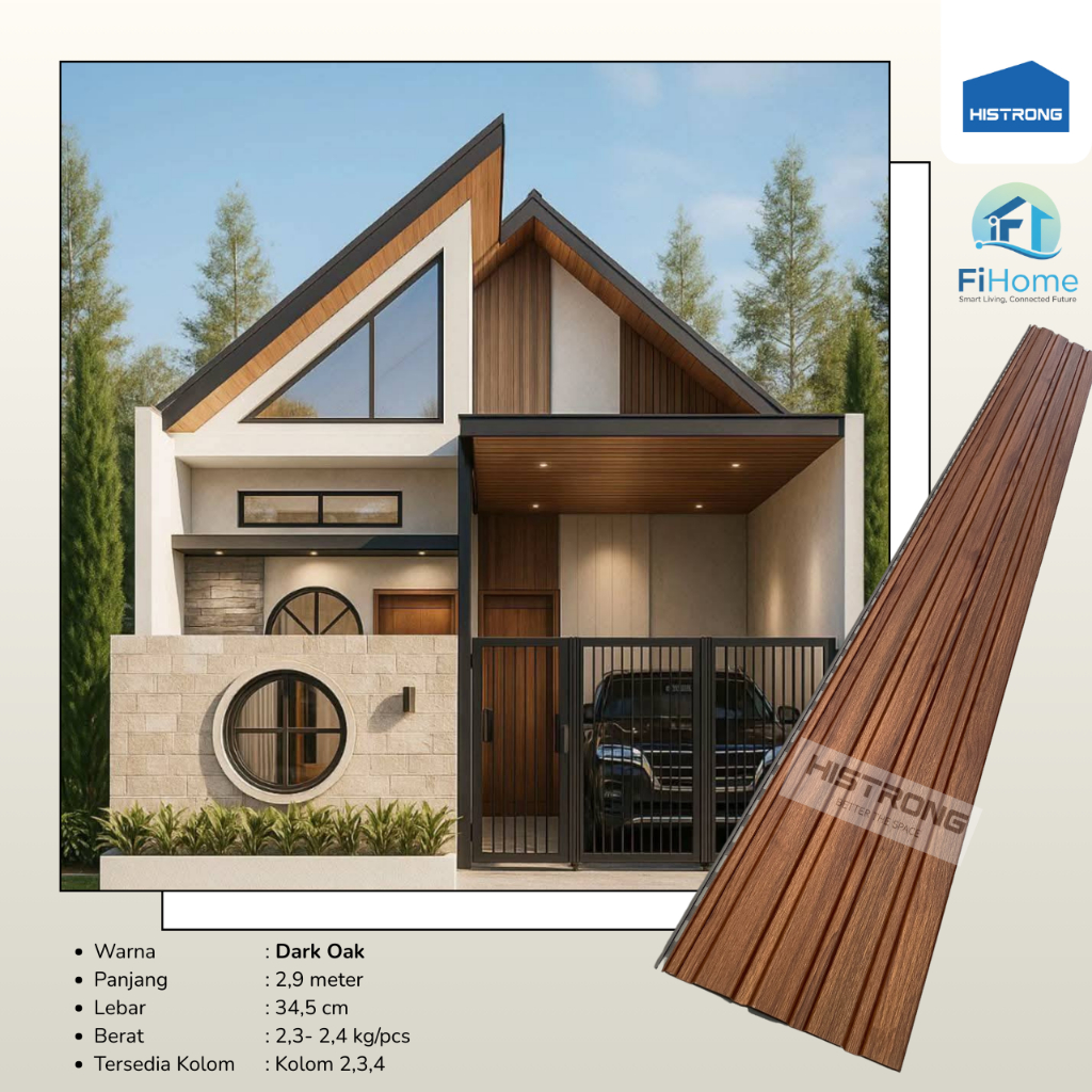 uPVC Soffit Panel By Histrong PVC Plafon Dinding  Indoor Outdoor Plafond Wall Panel Dark Oak