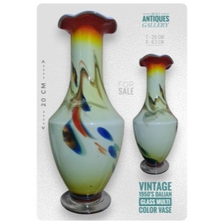 NOS Vintage 1950's Dalian Glass Multi Color Vase