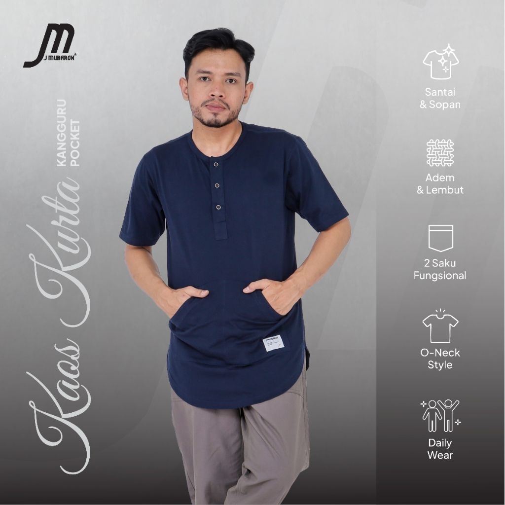 Baju Koko Kaos Kurta Jmubarok Baju Muslim Pria Lengan Pendek Saku tempel Cotton Combed 30s