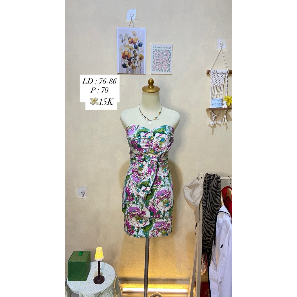 dress bunga ada cup bra