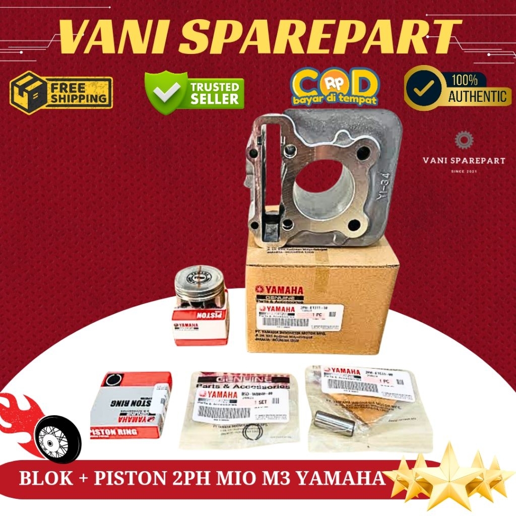 BLOK SEHER + PISTON KIT MIO M3 MIO SOUL GT 125 FINO 125 X RIDE 125 MIO Z 2PH ORIGINAL YAMAHA