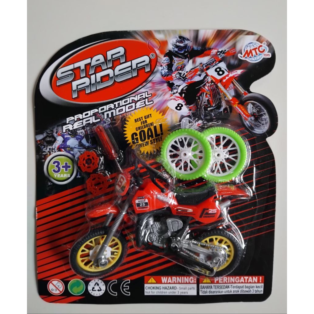 Mainan  Anak Motor Cross/ Motor Trail Bongkar Pasang Free Obeng