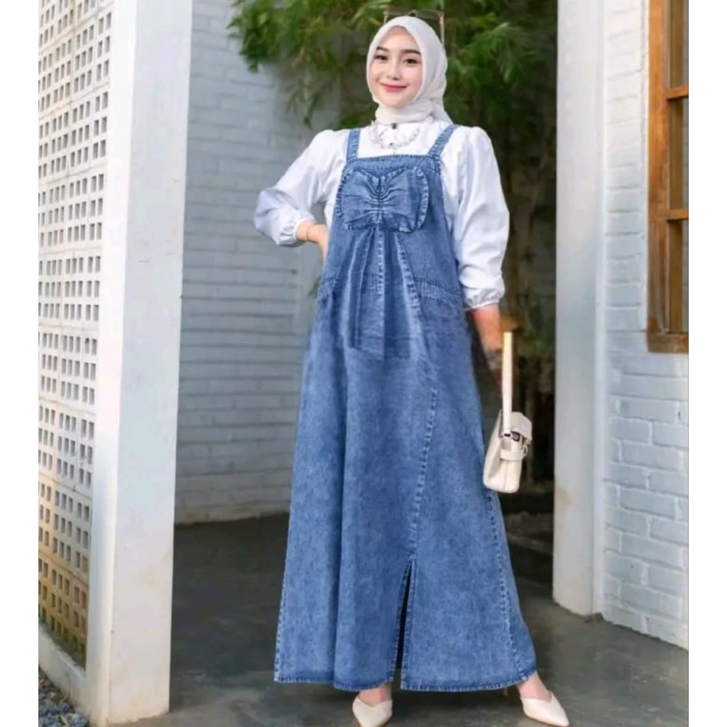 Overall Jeans Pita Kupu Baju Kodok Jeans Overall Jeans Jumbo Jumpsuit Wanita Kekinian