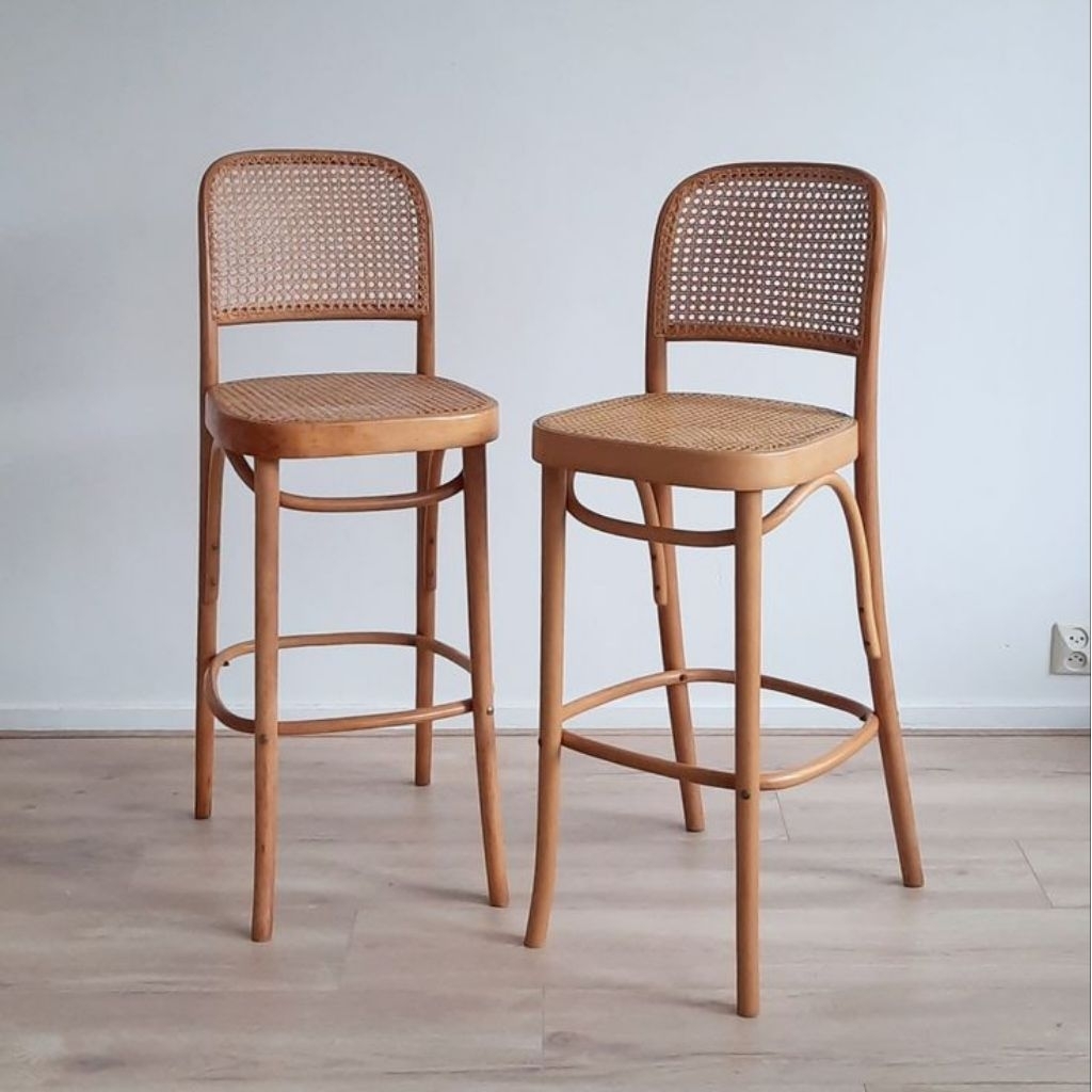 Dayse Barstool Kursi Bar Cafe Kayu Jati Anyaman Rotan