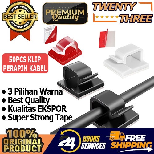 50PCS Klip Klem Clip Perapih Pengikat Pemegang Kabel Listrik Rumah Meja Kantor Komputer TV Charger