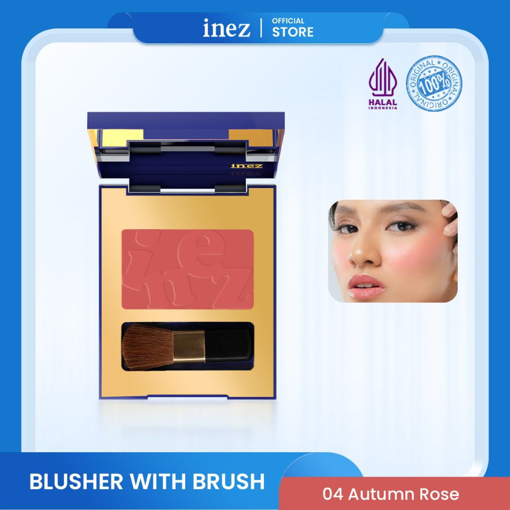 inez blushher with brush/inez blush on/blush on natural/blush on ringan