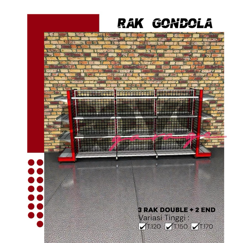 Rak Minimarket 5 Paket Hemat - 5 Susun , 5 Rak Minimarket Double 1 Starting - 2 Jointing & 2 Rak END