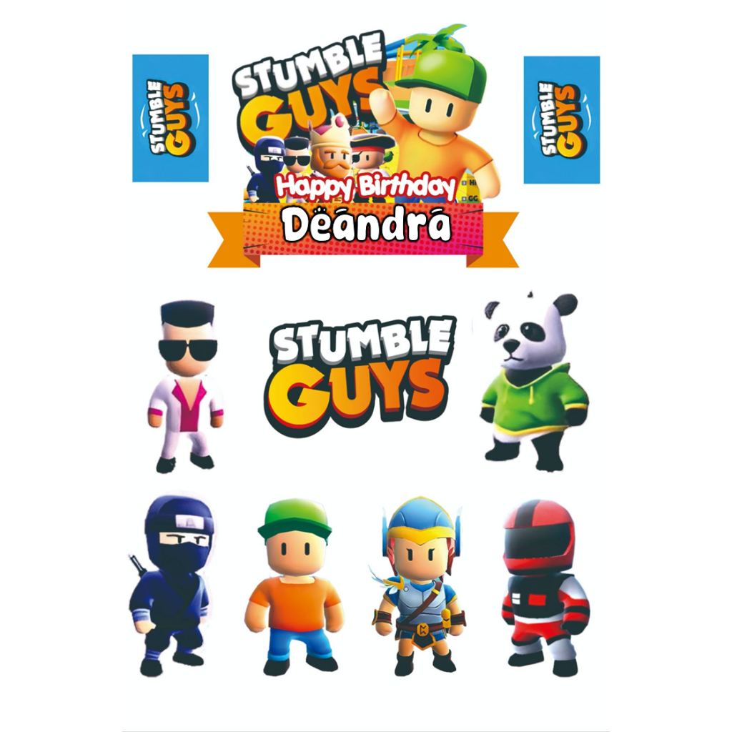 TOPPER STUMBLE GUYS| Topper Cake Tema STUMBLE GUYS Custom Nama