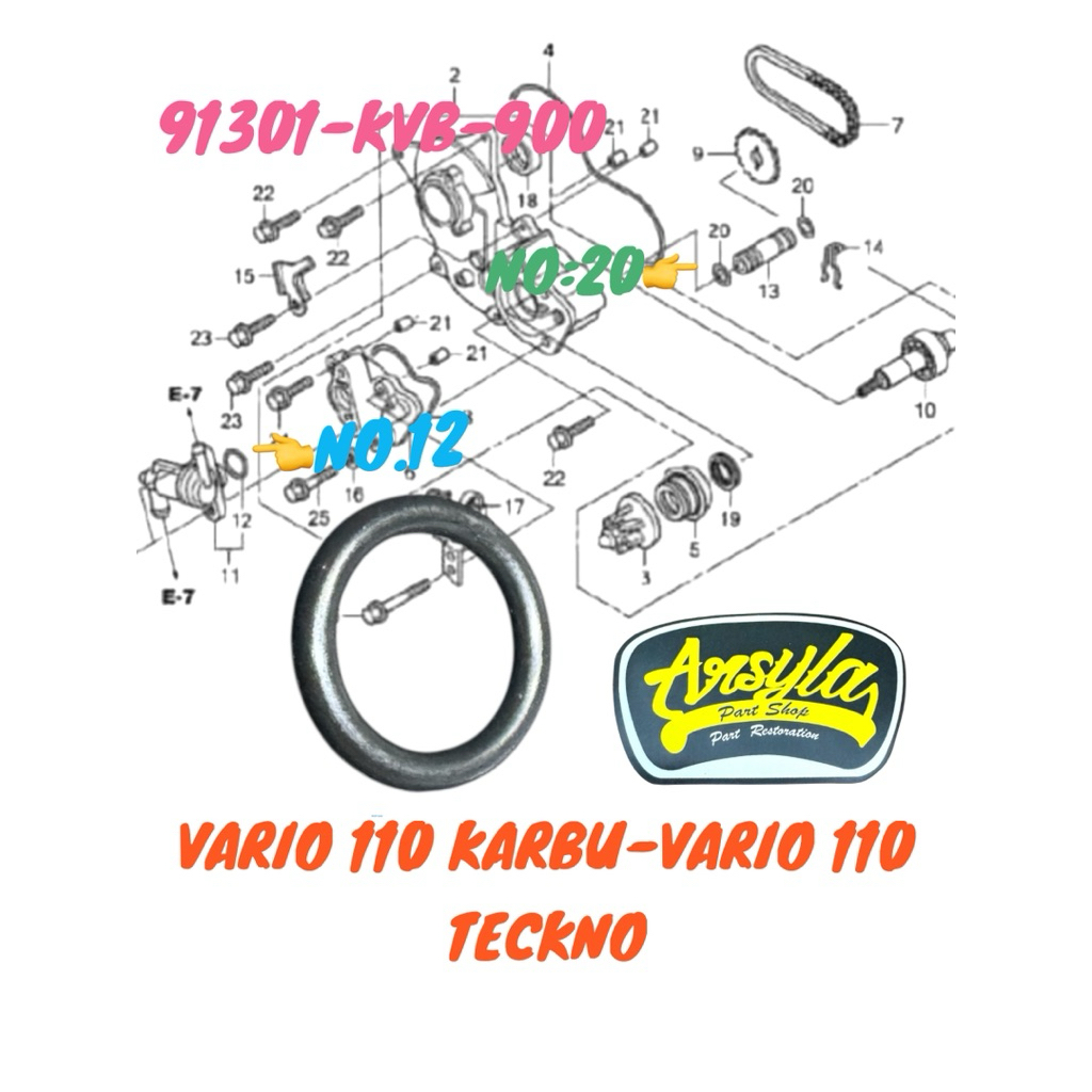 Oring Water Pump termostar vario 110 karbu vario teckno 110 vario cw oil seal 91301-KVB-900 tahan pa
