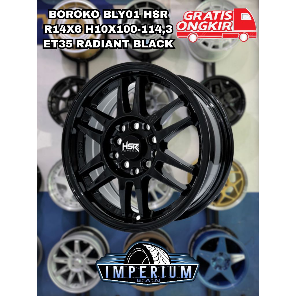 Pelek Mobil Grandmax L300 Carry Tayo Futura Velg HSR Boroko Bly01 R14 Lubang 5 Gratis Ongkir