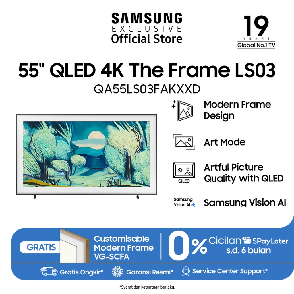 Samsung Smart TV 55" QLED 4K The Frame LS03 | Art Mode | Samsung Vision AI | QA55LS03FAKXXD