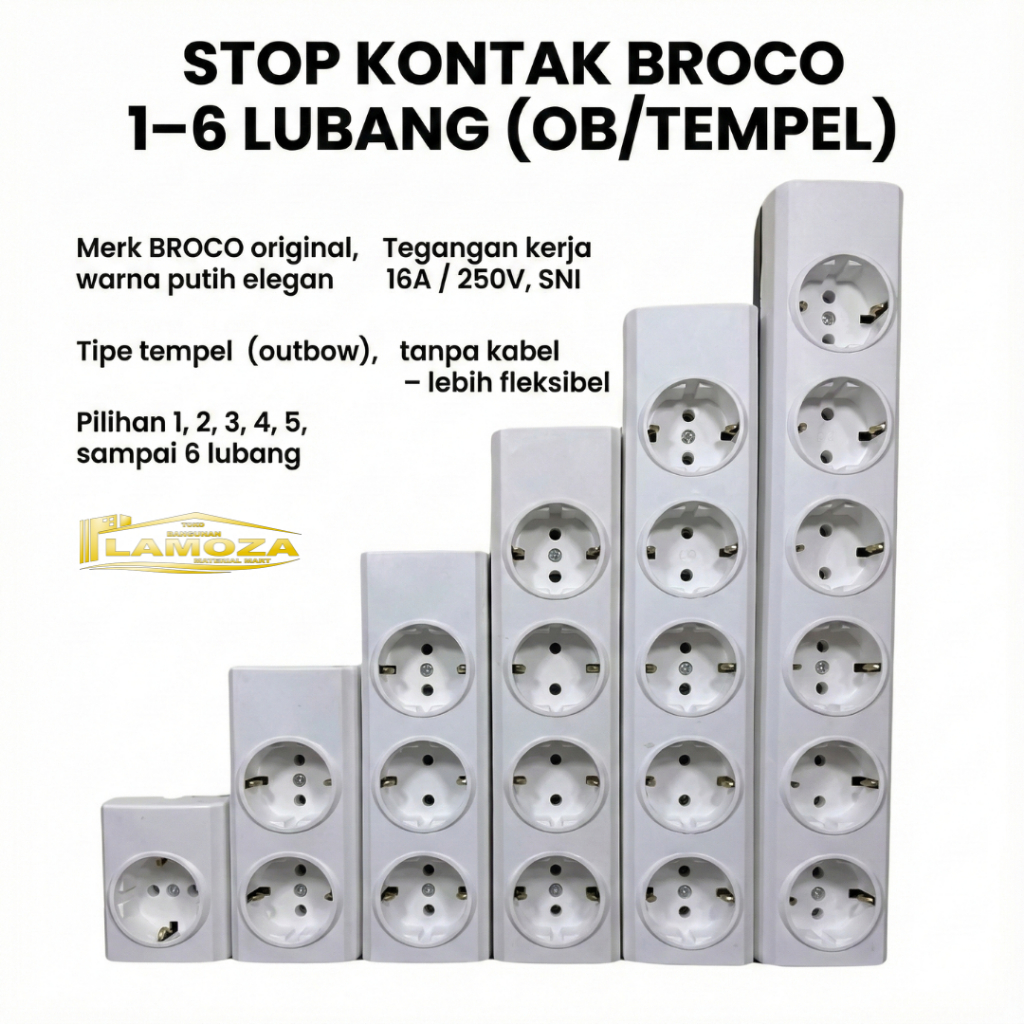 BROCO Stop Kontak Terminal Listrik 2- 6 Lubang