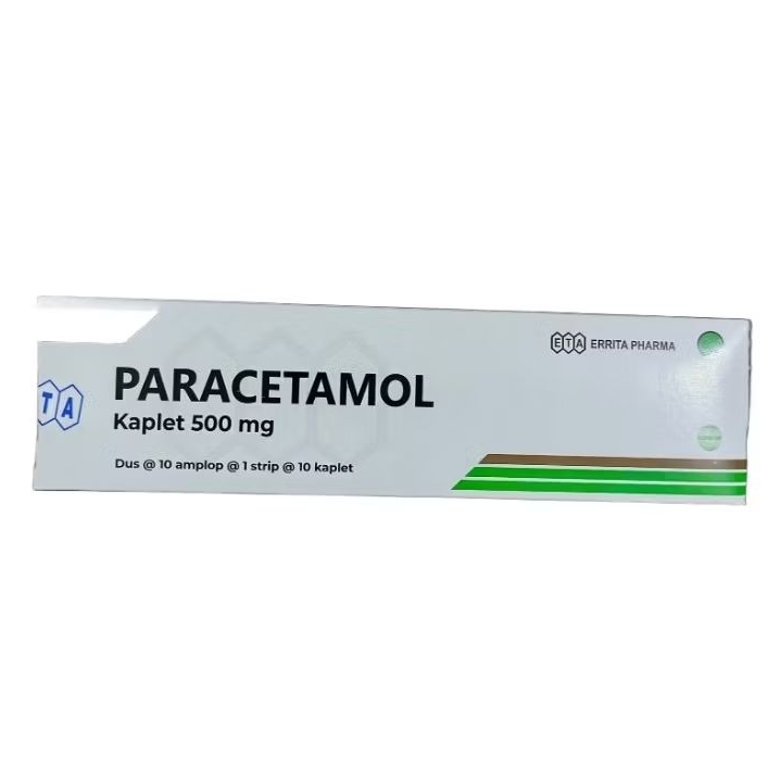 PARACETAMOL Kaplet 500mg Box Errita @10 strip isi 10 kaplet