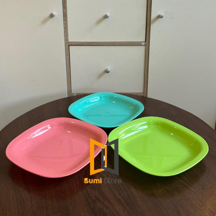 [6pcs] Piring Plastik Kotak NS - 8" - Piring Segi Plastik - Panjang 21 cm/ piring plastik makan segi