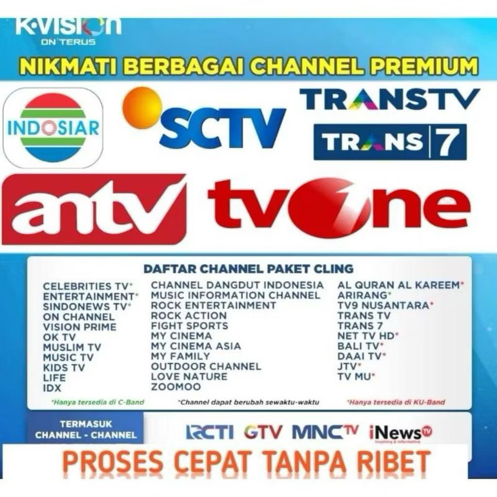 Paket Tv K VISION paket cling 6 bln 182,5 hari
