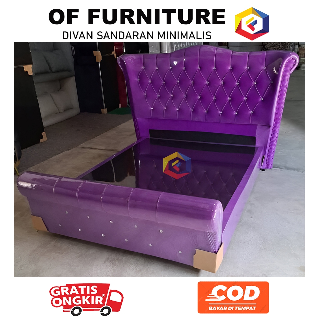 Divan Sandaran King Minimalis Bludru 140x200 160x200 180x200 Fulset Plus Sandaran Kaki