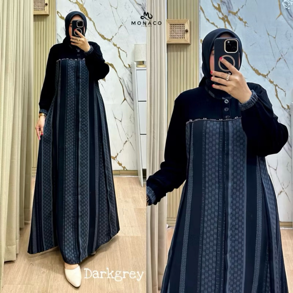 C001 Gamis Salur Premium / Gamis Kombinasi Salur / Gamis Terbaru Seragaman / Gamis Abaya Hitam Kombi