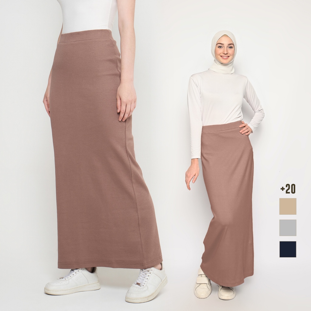 Basic Skirt (Rok Kaos Span Polos Panjang Wanita)