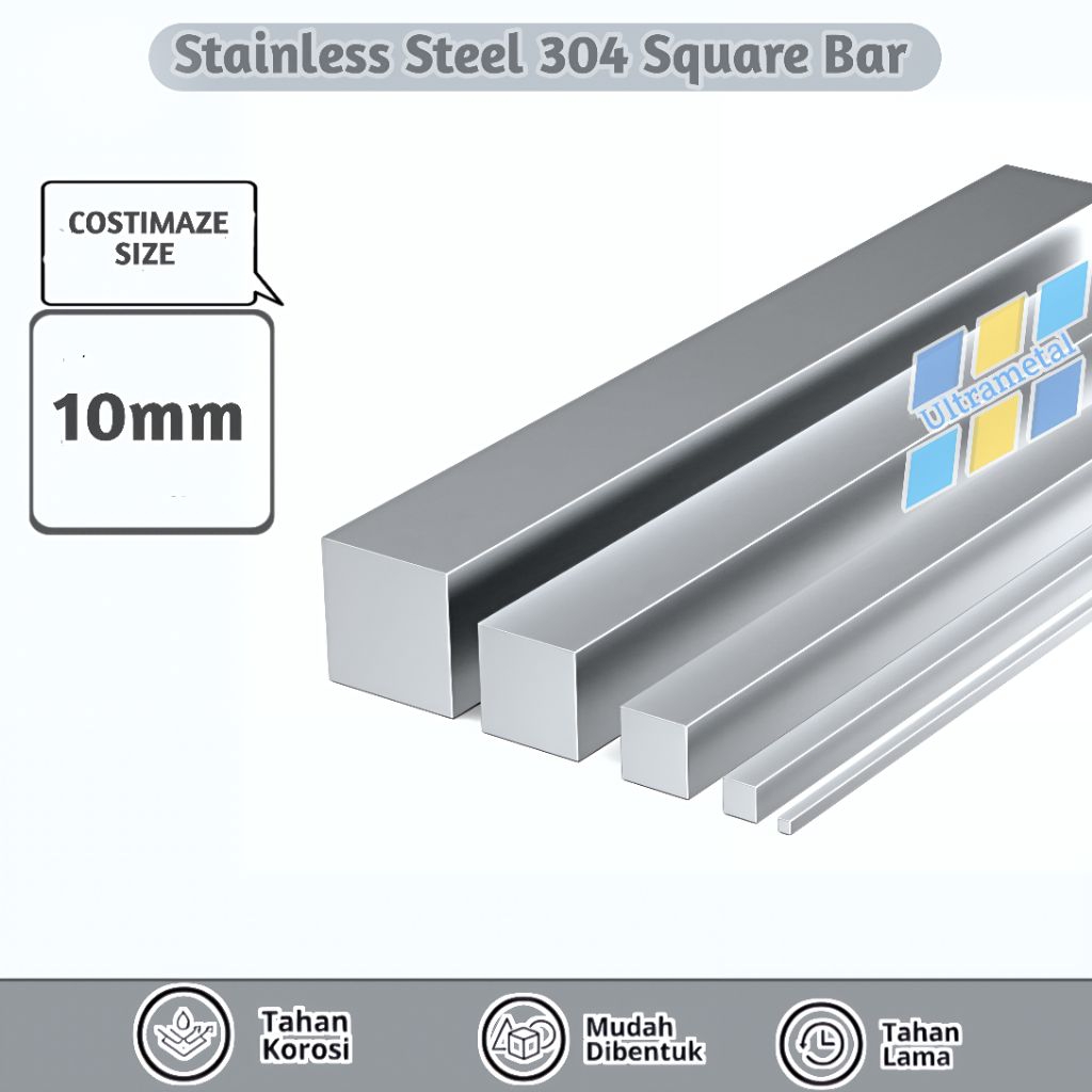 AS STAINLESS 304 SEGI EMPAT | 10MM X 10MM | AS SS304 KOTAK