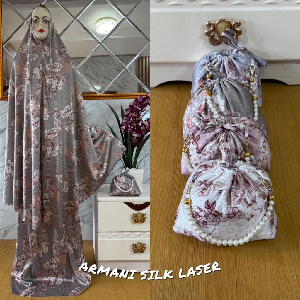 Mukena Armani Silk Laser Cut 2in1 Motif