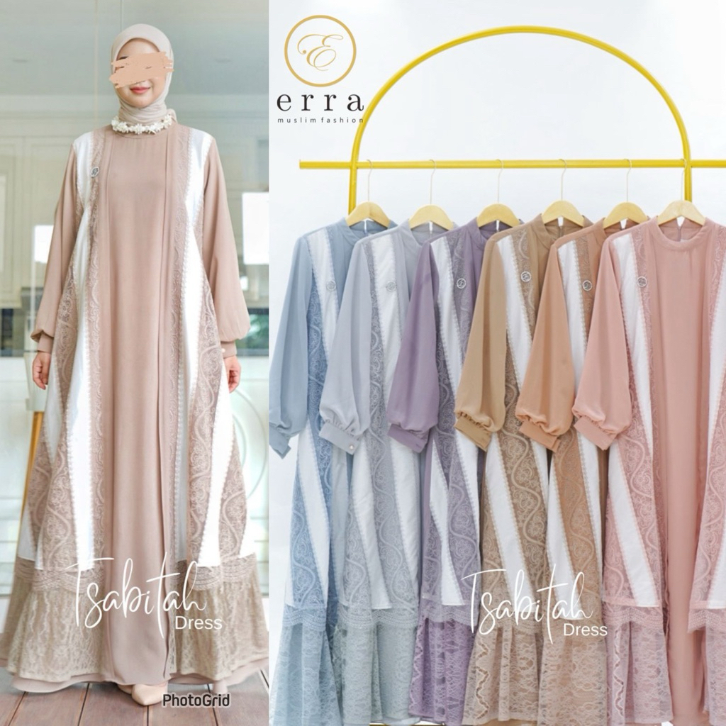 TSABITAH DRESS BY ERRA.ID/gamis thulle brukat/gamis raya series/gamis pesta cantik/bisa cod