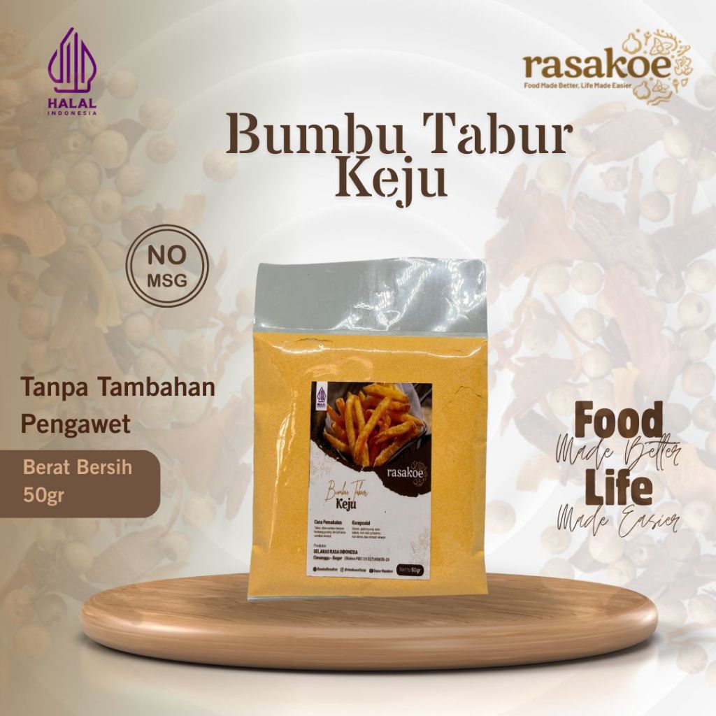 Rasakoe Bumbu Tabur Keju Non MSG 50 Gram - Halal, Praktis & Tanpa Pengawet