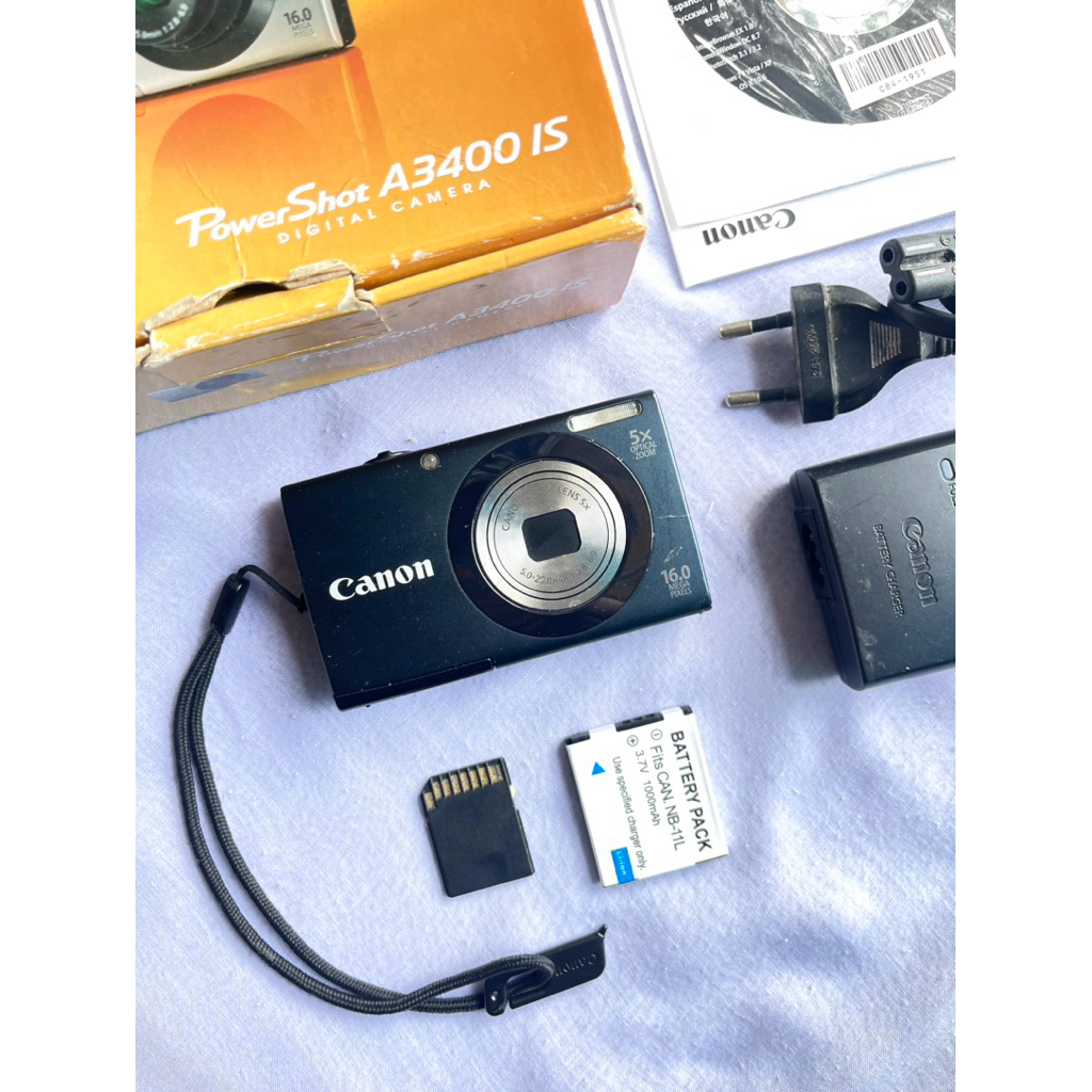 Kamera digicam Canon Powershot A3400is fullset Box orian