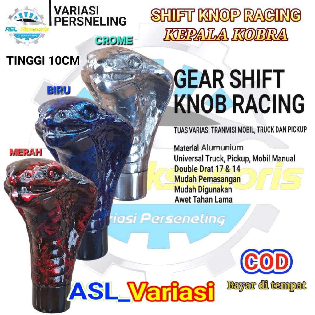 SHIFT KNOB PERSNELING / TONGKAT PERSENELING TUAS GIGI MOBIL MANUAL MOTIF ULAR COBRA BISA BUAT TRUCK 