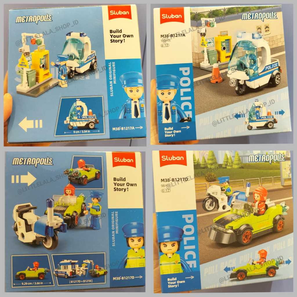 Sluban Metropolis Police Series – Mainan Rakitan Pull Back Car/mainan lego bongkar pasang/tukar kado