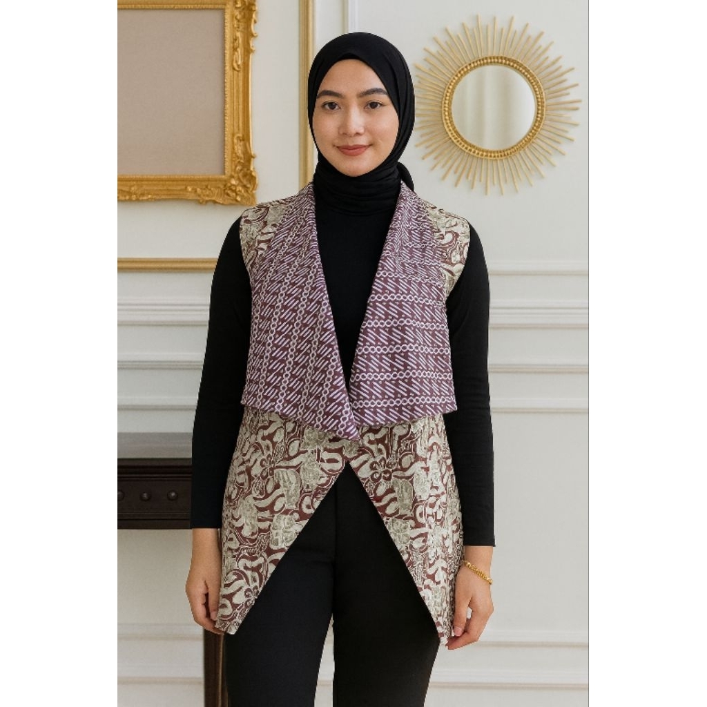 Bolero Outer Batik Wanita Tanpa Lengan Bolak Balik All size fit to XL