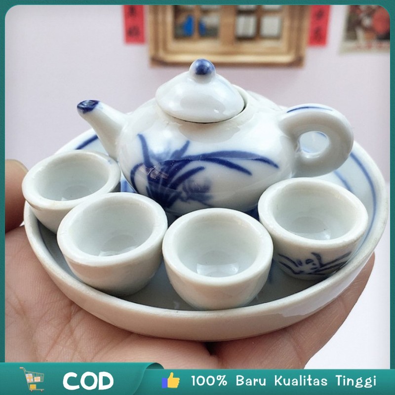 Cangkir Miniatur Miniatur Teko Set Miniatur Keramik Teko Gelas Teh